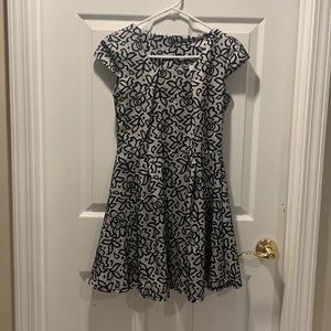 Black lace print cocktail dress